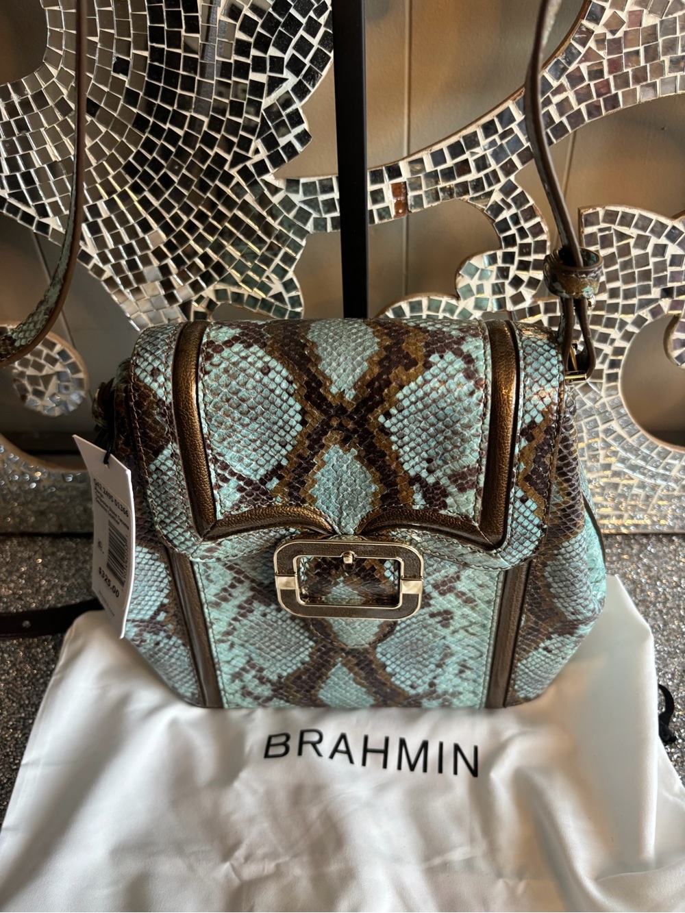 ⭐️Brahmin Margo Turquoise Stone Tacoma Leather‎ Crossbody Bag